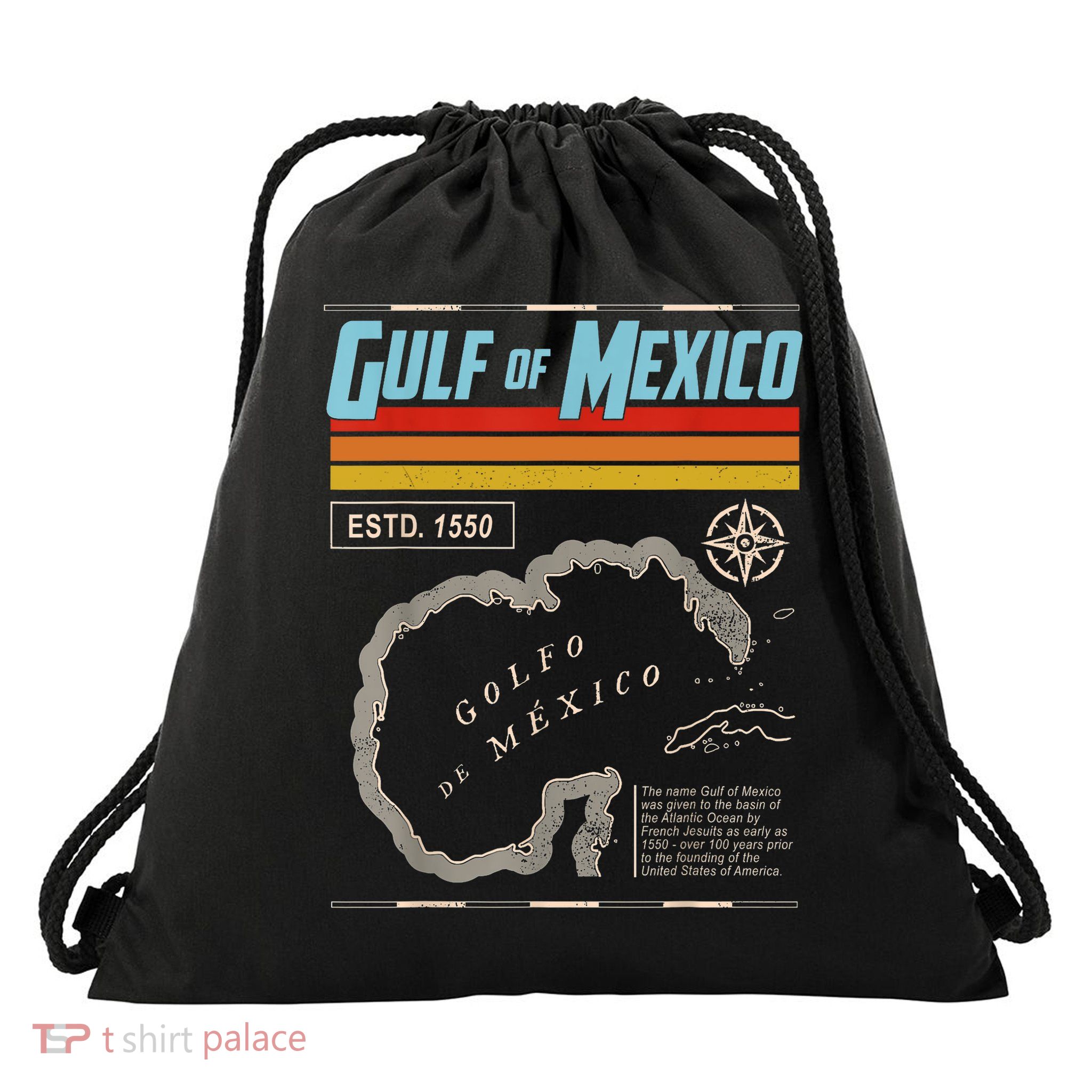 Gulf of Mexico Est 1550 Historic Map  Drawstring Bag