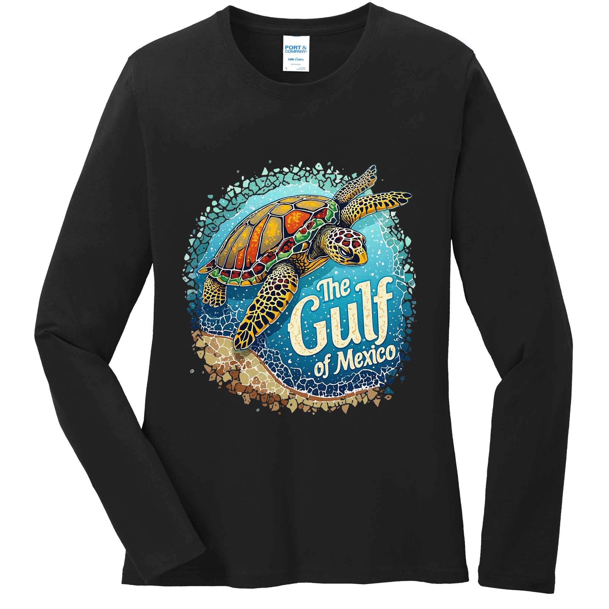 Gulf Of Mexico Turtle Ladies Long Sleeve Shirt
