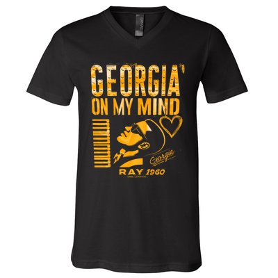 Georgia On My Mind Positive Vibes Made With Love V-Neck T-Shirt