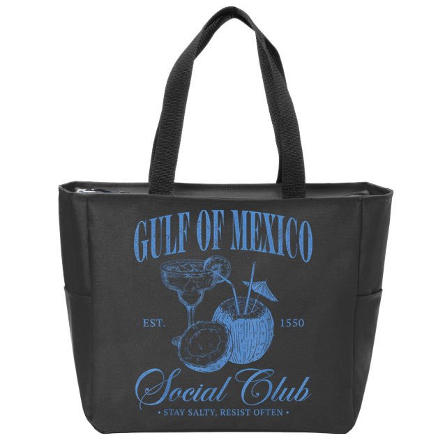 Gulf Of Mexico Vintage Gulf Of Mexico Social Club Est 1550 Zip Tote Bag