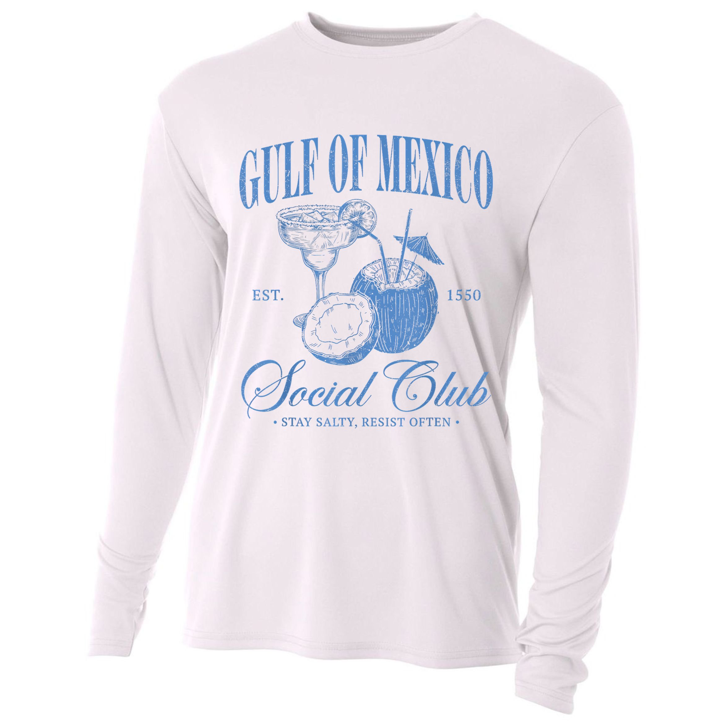 Gulf Of Mexico Vintage Gulf Of Mexico Social Club Est 1550 Cooling Performance Long Sleeve Crew