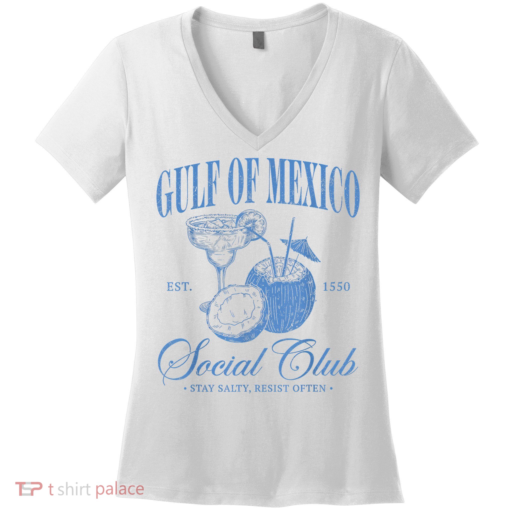 Gulf Of Mexico Vintage Gulf Of Mexico Social Club Est 1550 Women's V-Neck T-Shirt