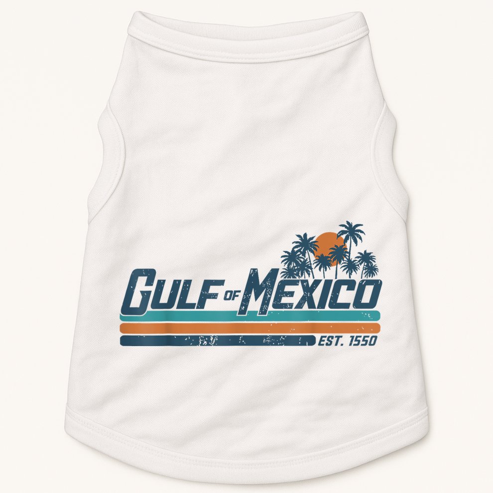 Gulf Of Mexico Est 1550 Retro Vintage Beach Doggie Tank