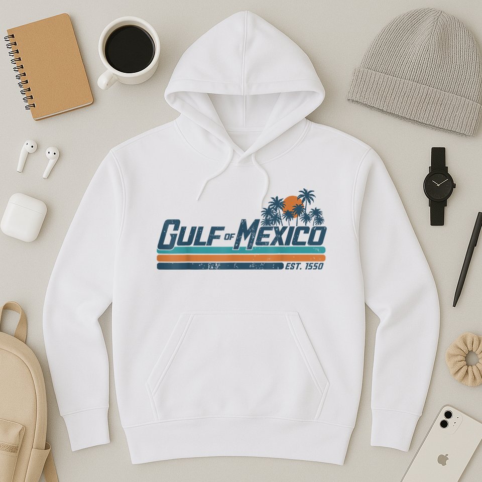 Gulf Of Mexico Est 1550 Retro Vintage Beach Hoodie