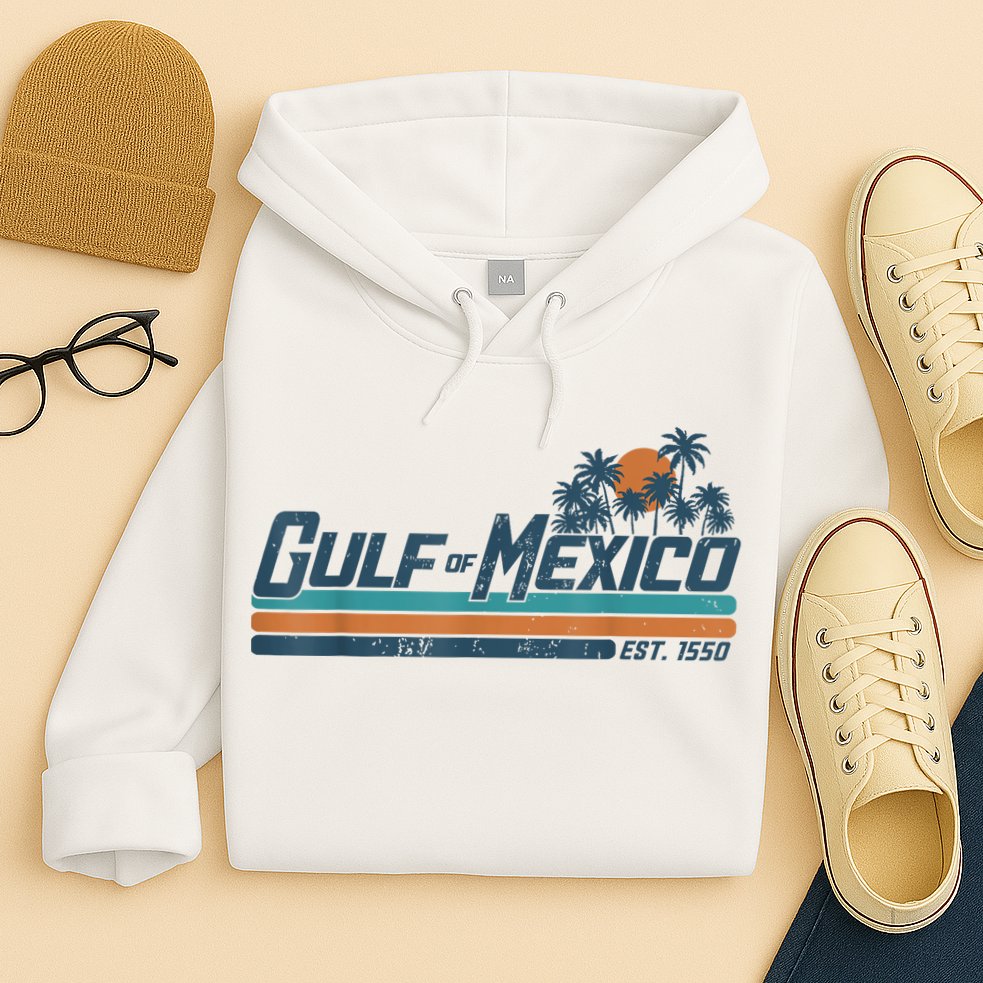 Gulf Of Mexico Est 1550 Retro Vintage Beach Hoodie