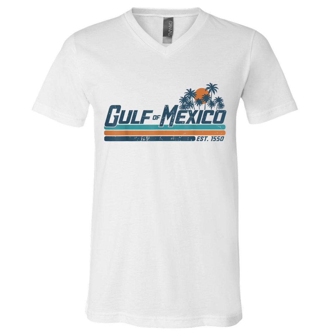 Gulf Of Mexico Est 1550 Retro Vintage Beach V-Neck T-Shirt