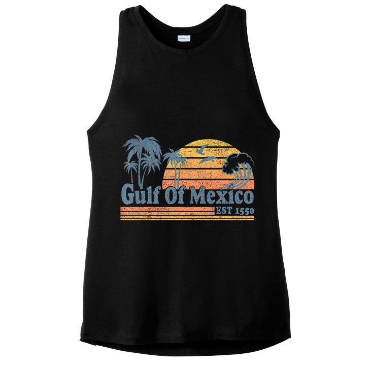 Gulf Of Mexico Est 1550 Retro Vintage Beach Gulf Of Mexico Ladies PosiCharge Tri-Blend Wicking Tank