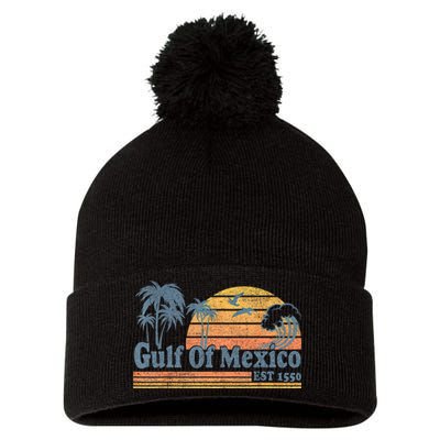 Gulf Of Mexico Est 1550 Retro Vintage Beach Gulf Of Mexico Pom Pom 12in Knit Beanie
