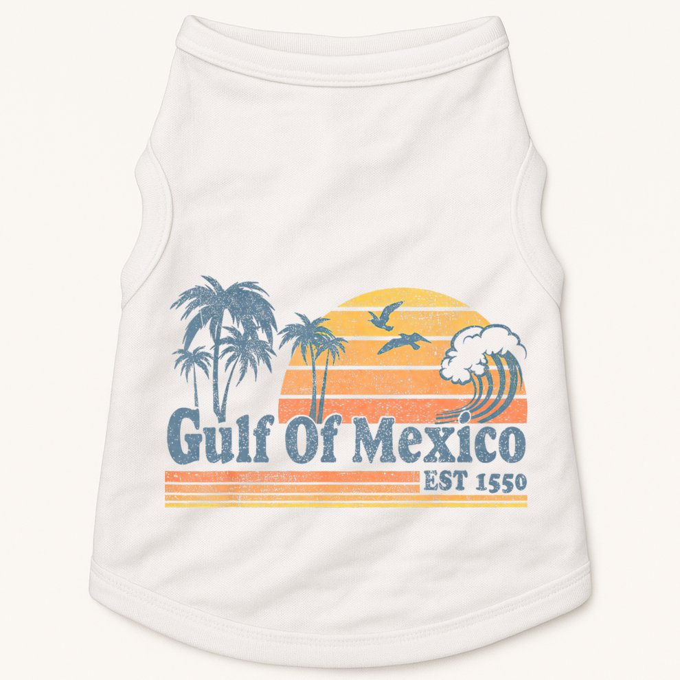 Gulf Of Mexico Est 1550 Retro Vintage Beach Gulf Of Mexico Doggie Tank