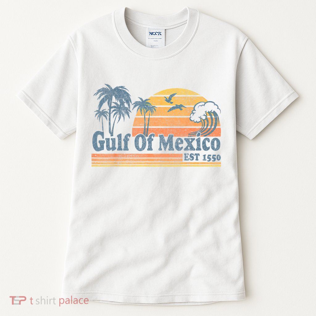 Gulf Of Mexico Est 1550 Retro Vintage Beach Gulf Of Mexico Tall T-Shirt