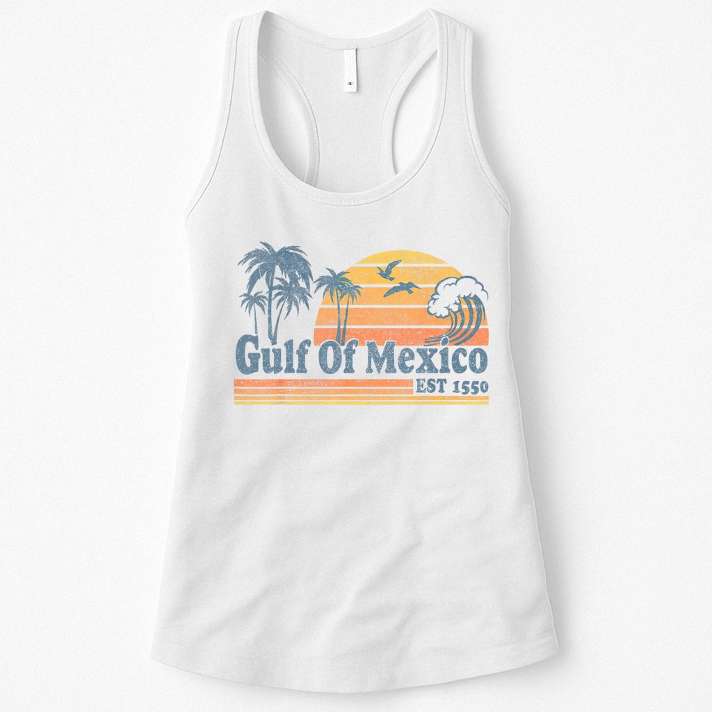 Gulf Of Mexico Est 1550 Retro Vintage Beach Gulf Of Mexico Womens Tank Top