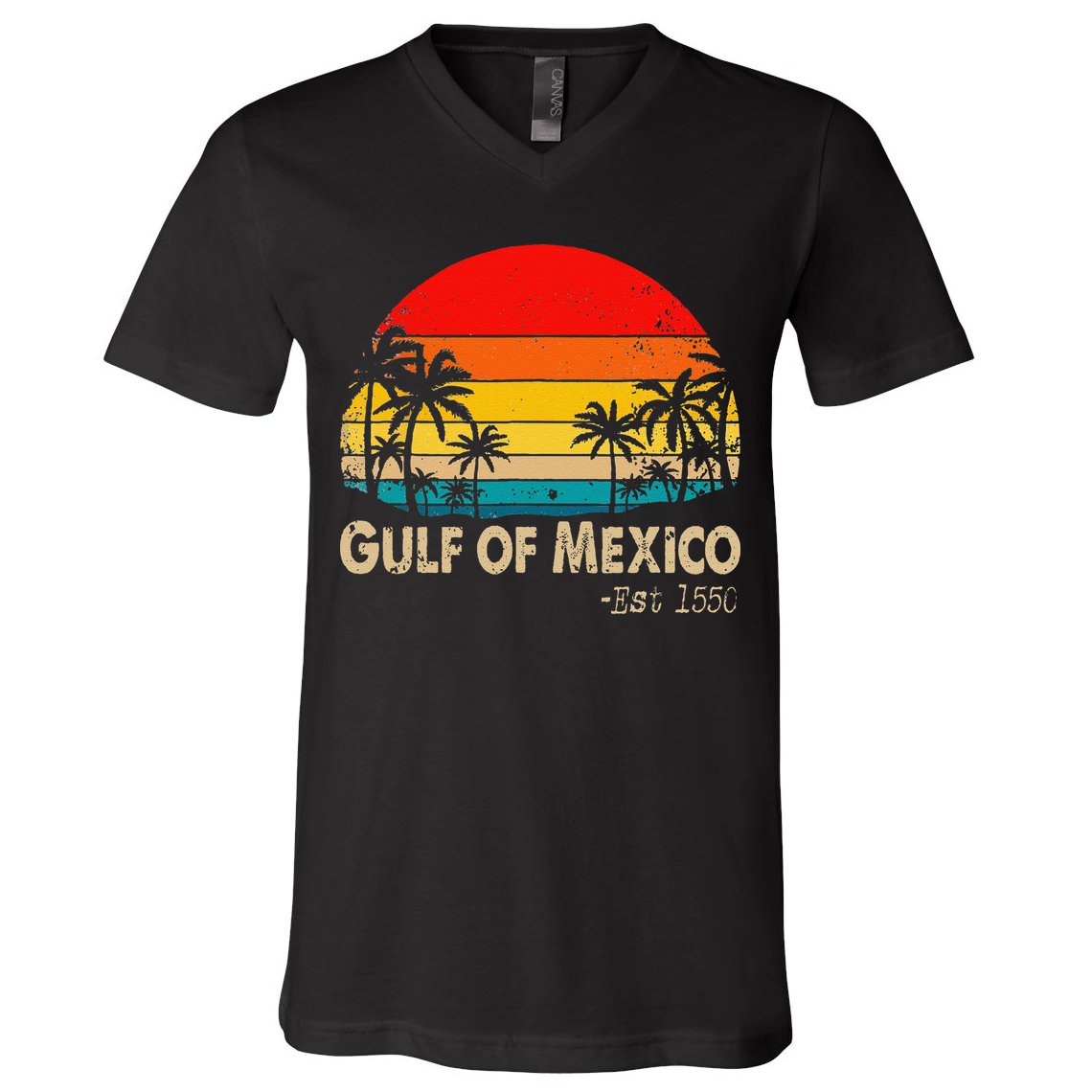 Gulf Of Mexico Est 1550 Retro Vintage Beach V-Neck T-Shirt