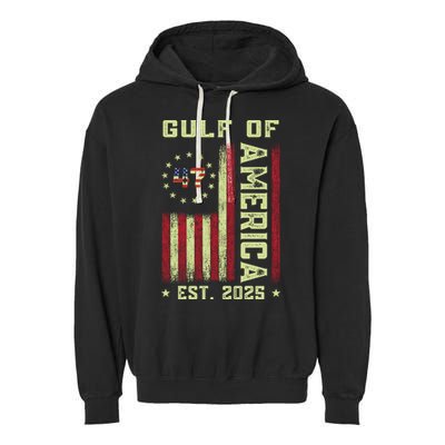 Gulf Of 'Merica US Flag Patriotic EST 2025 Garment-Dyed Fleece Hoodie