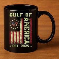 Gulf Of 'Merica US Flag Patriotic EST 2025 11oz C Handle Ceramic Mug