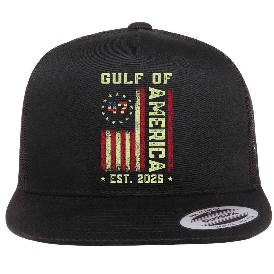 Gulf Of 'Merica US Flag Patriotic EST 2025 Flat Bill Trucker Hat