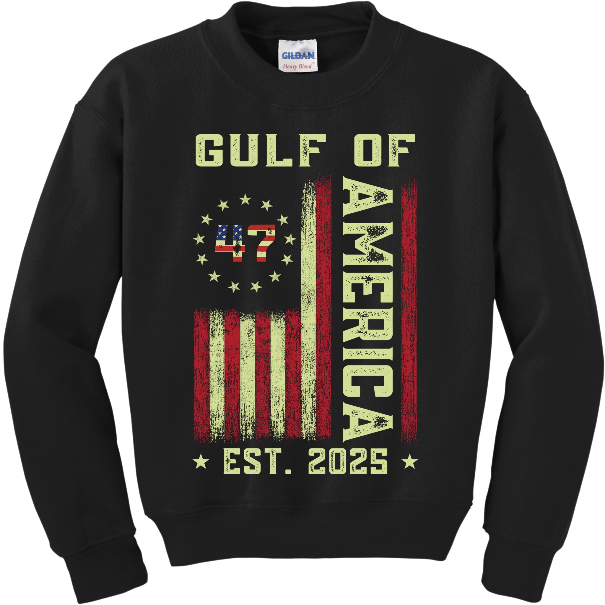 Gulf Of 'Merica US Flag Patriotic EST 2025 Kids Sweatshirt
