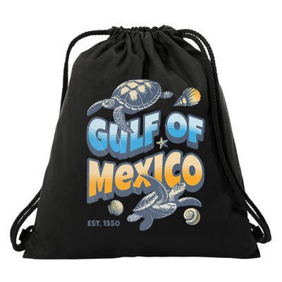 Gulf of Mexico Turtle Boho Vintage Gulf Of Mexico Forever Drawstring Bag