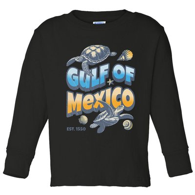 Gulf of Mexico Turtle Boho Vintage Gulf Of Mexico Forever Toddler Long Sleeve Shirt