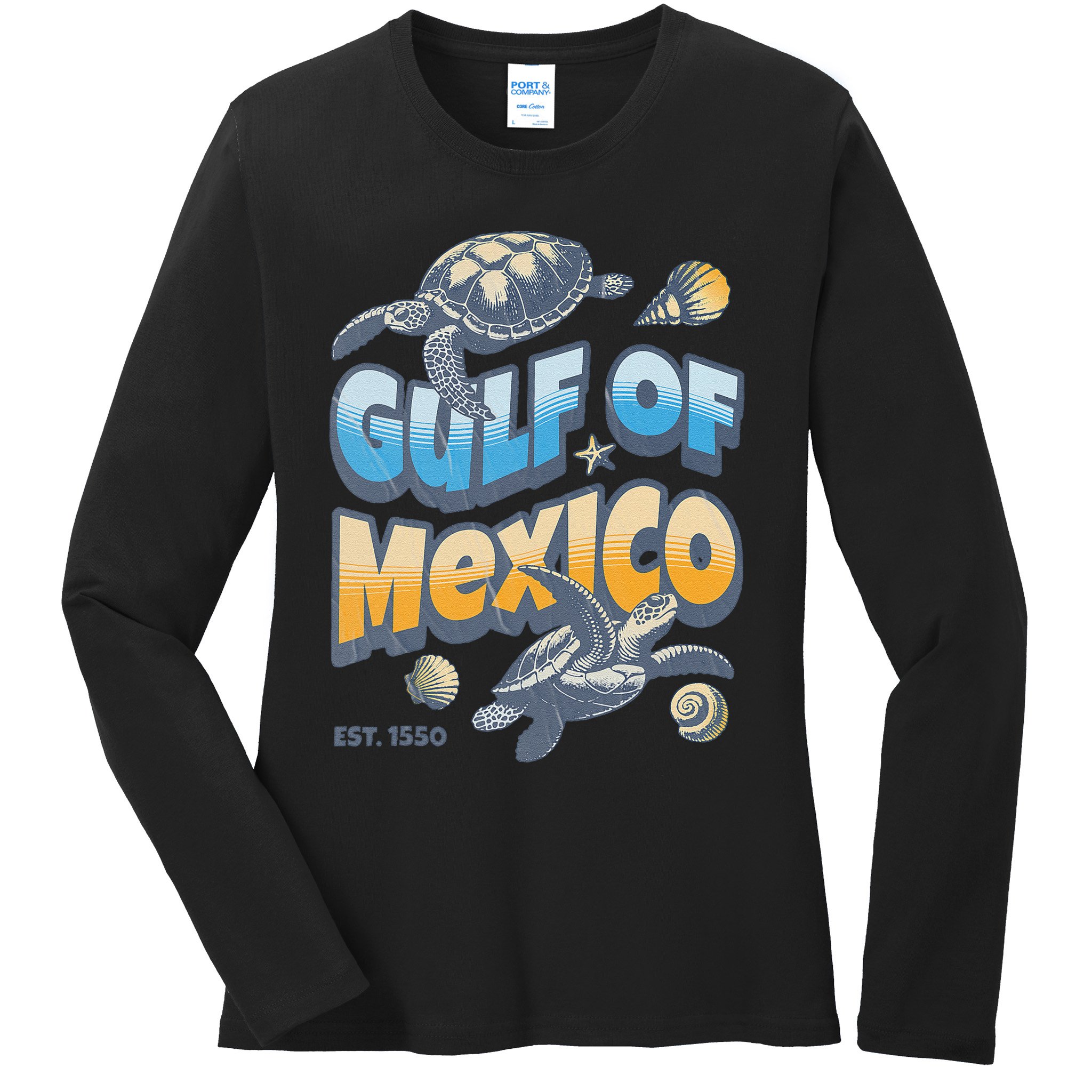 Gulf of Mexico Turtle Boho Vintage Gulf Of Mexico Forever Ladies Long Sleeve Shirt