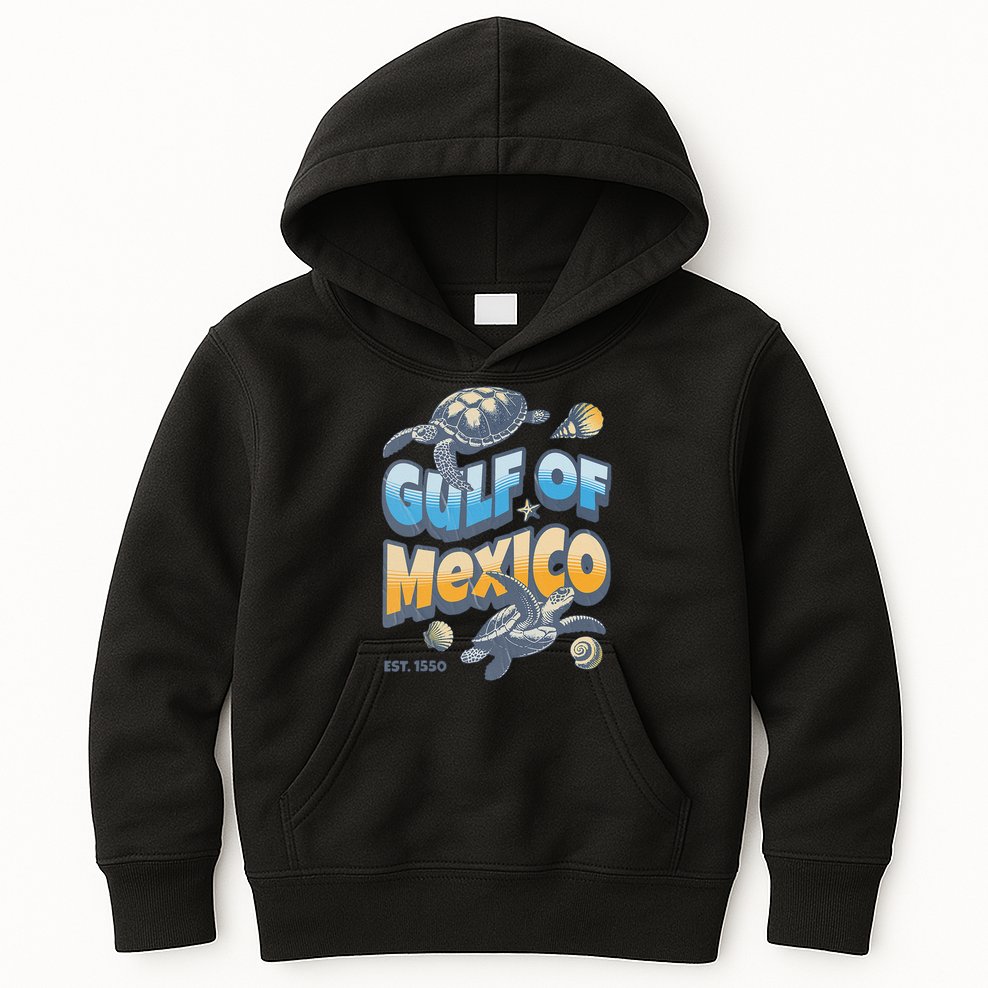 Gulf of Mexico Turtle Boho Vintage Gulf Of Mexico Forever Kids Hoodie