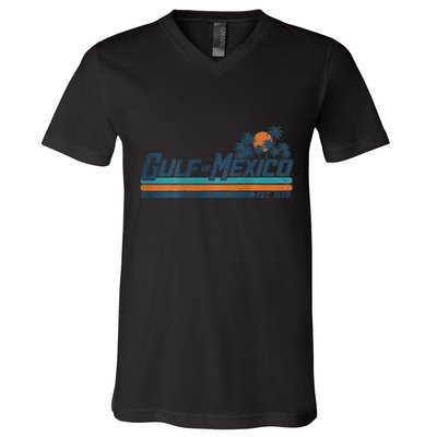 Gulf Of Mexico Est 1550 Retro Vintage Beach V-Neck T-Shirt