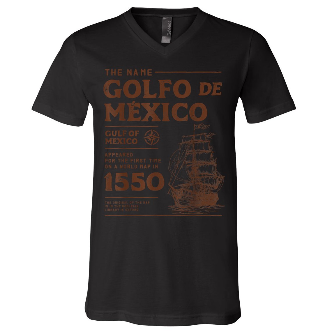 Gulf Of Mexico Name Origin 1550 V-Neck T-Shirt