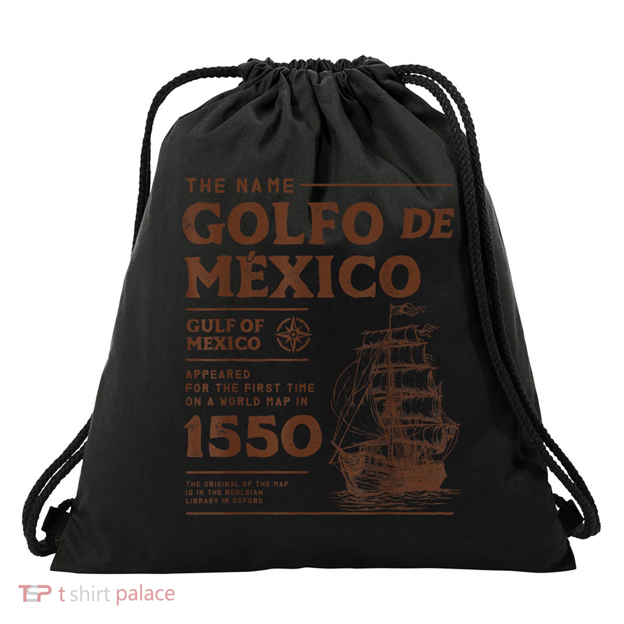 Gulf Of Mexico Name Origin 1550 Drawstring Bag