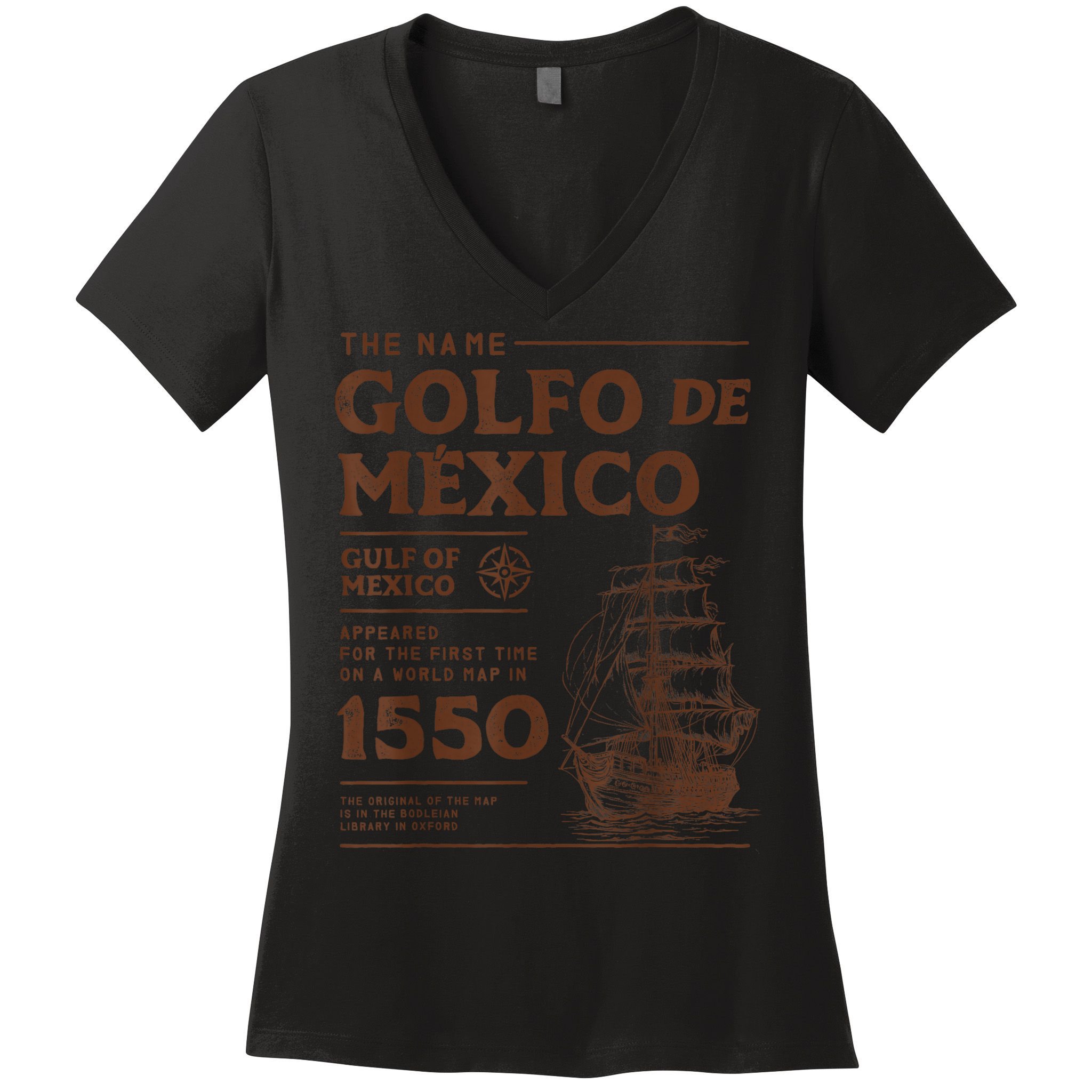 Gulf Of Mexico Name Origin 1550 Women's V-Neck T-Shirt