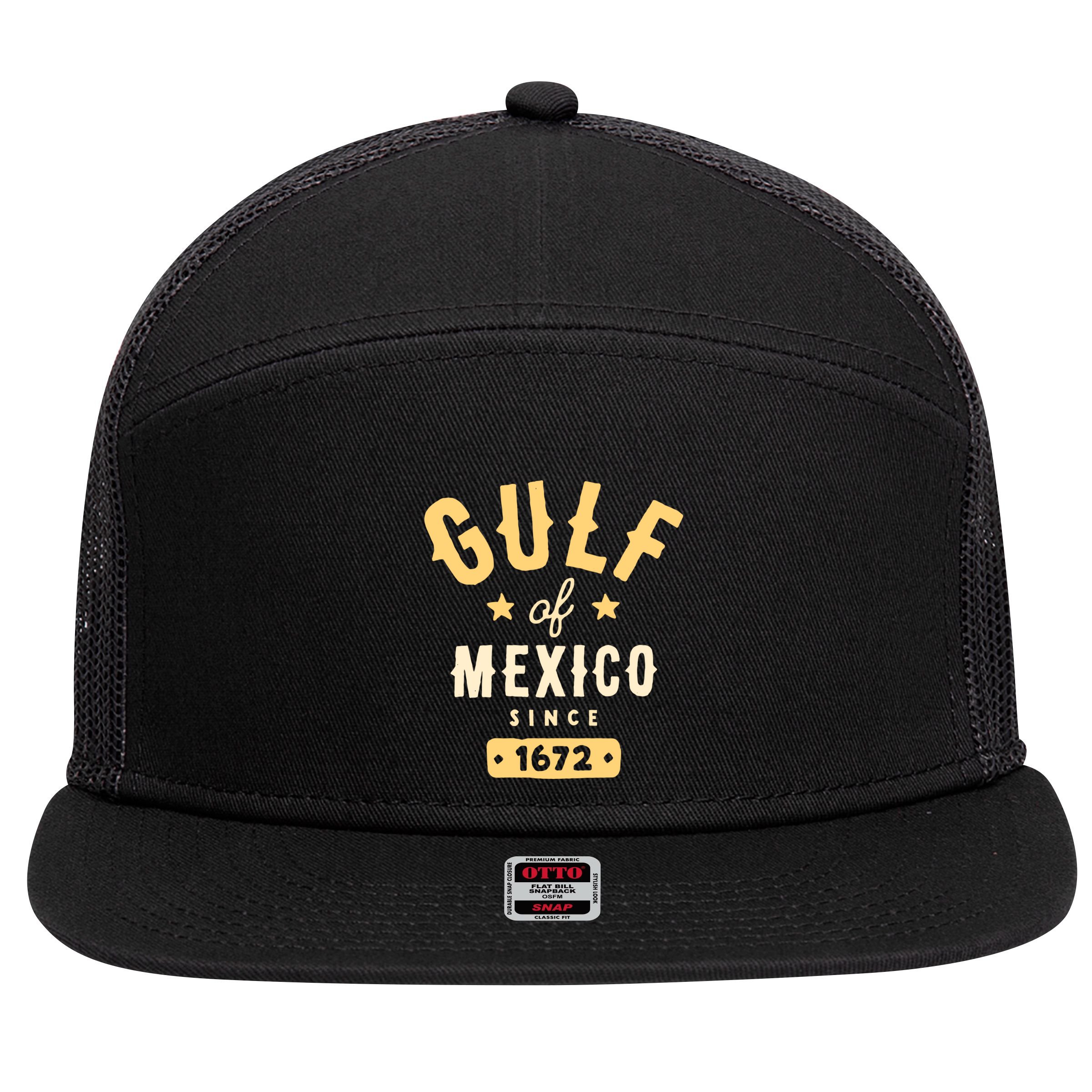 Gulf Of Mexico Since 1672 Long Sleeve 7 Panel Mesh Trucker Snapback Hat