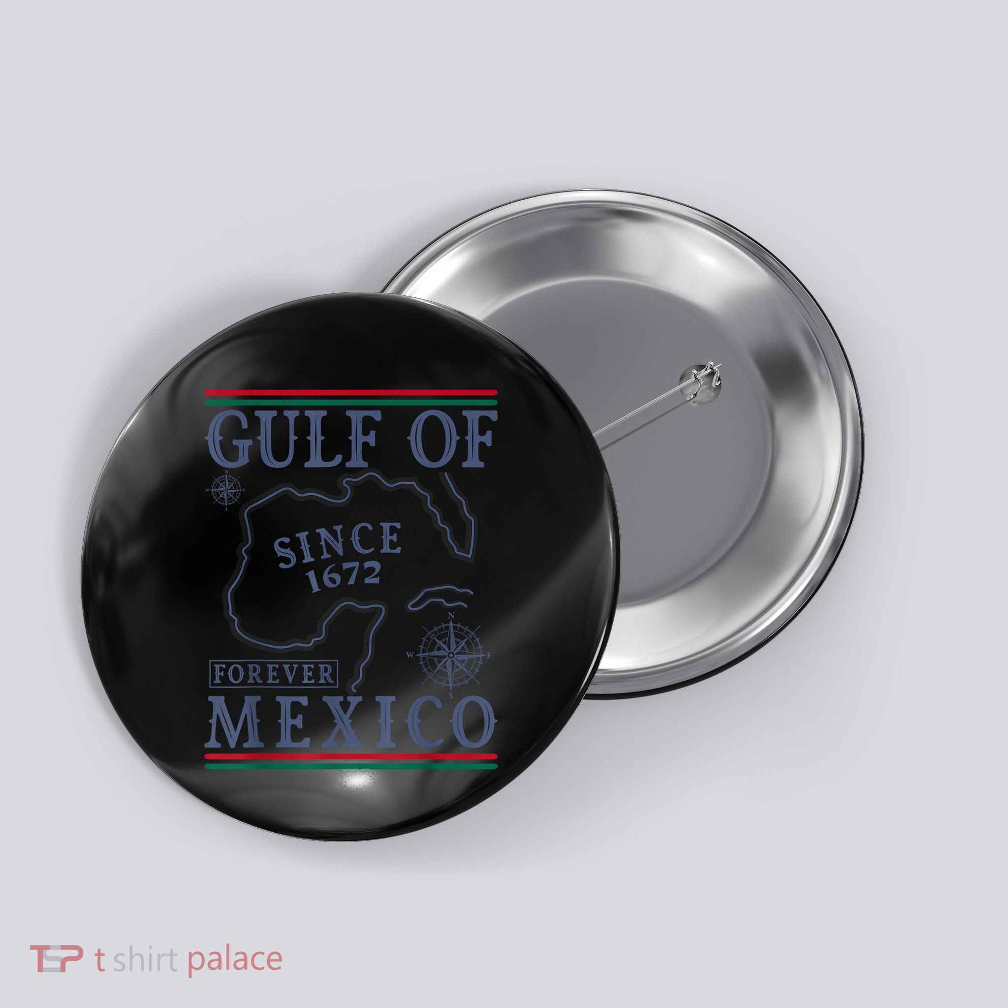 Gulf Of Mexico Since 1672 Retro Historic Map Button