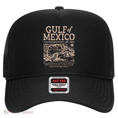 Gulf Of Mexico 1672 Historic Map Retro Gulfo High Crown Mesh Back Trucker Hat