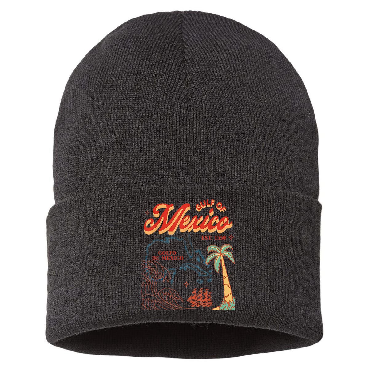 Gulf Of Mexico Est 1550 Retro Vintage Beach Sustainable Knit Beanie