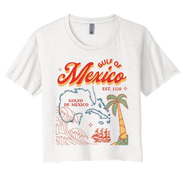 Gulf Of Mexico Est 1550 Retro Vintage Beach Crop Top