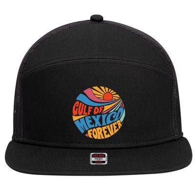 Gulf Of Mexico Forever Sunset Beach Vacation America 7 Panel Mesh Trucker Snapback Hat