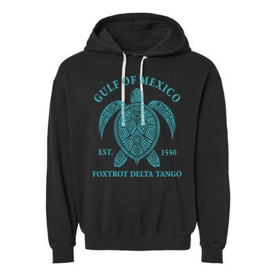 Gulf Of Mexico Turtle Foxtrot Delta Tango EST 1550  Garment-Dyed Fleece Hoodie