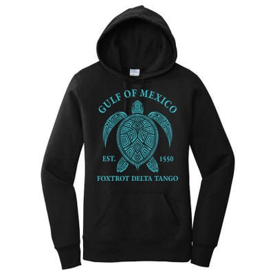 Gulf Of Mexico Turtle Foxtrot Delta Tango EST 1550  Women's Pullover Hoodie