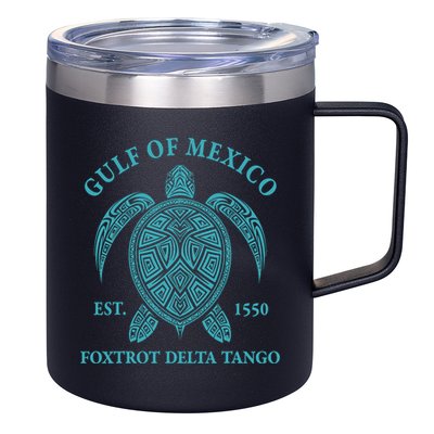 Gulf Of Mexico Turtle Foxtrot Delta Tango EST 1550  12oz Stainless Steel Coffee Mug