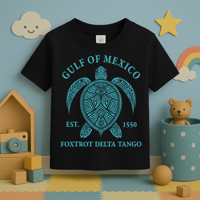 Gulf Of Mexico Turtle Foxtrot Delta Tango EST 1550  Toddler T-Shirt