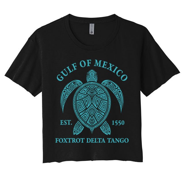 Gulf Of Mexico Turtle Foxtrot Delta Tango EST 1550  Crop Top