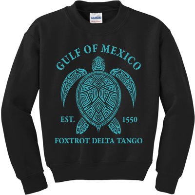 Gulf Of Mexico Turtle Foxtrot Delta Tango EST 1550  Kids Sweatshirt