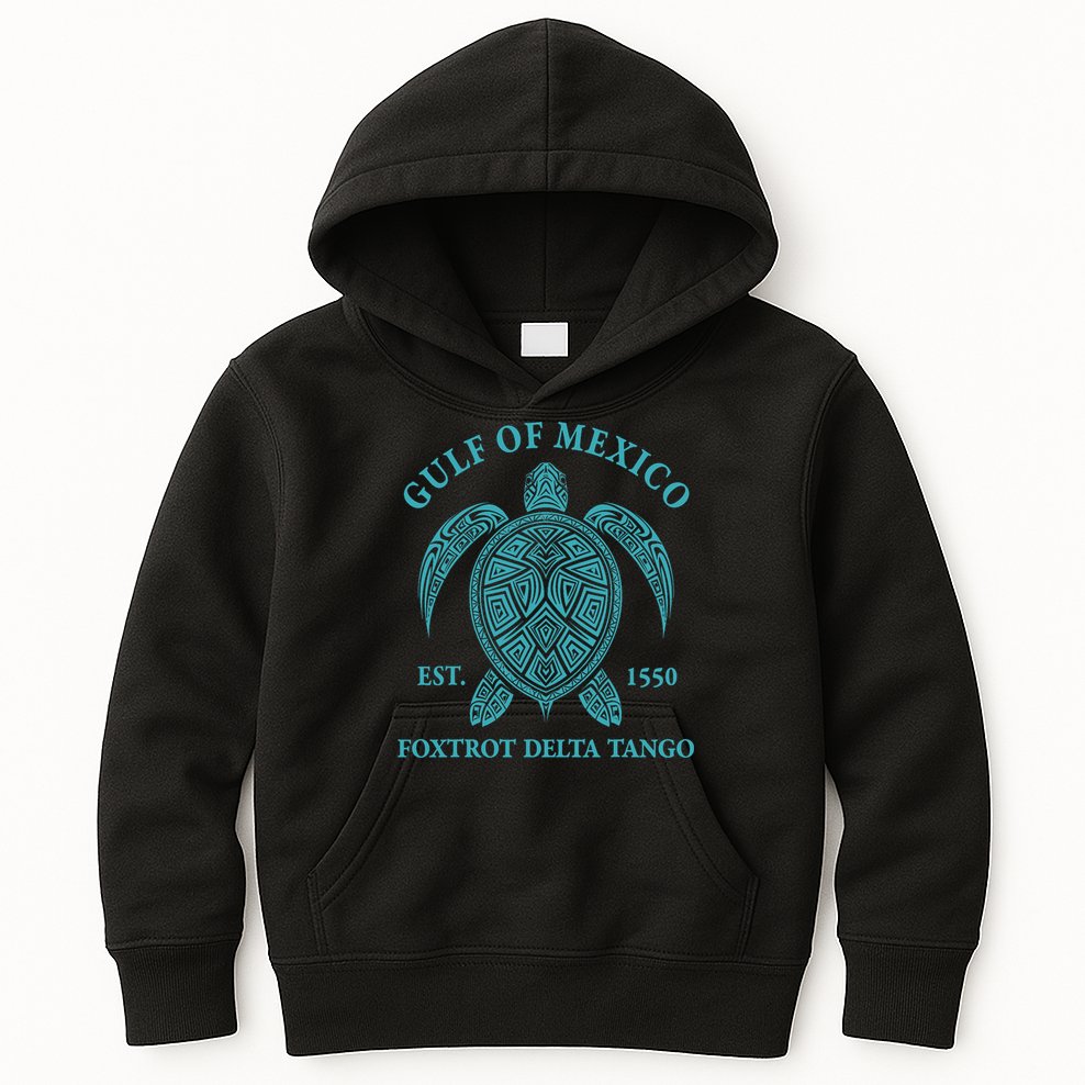 Gulf Of Mexico Turtle Foxtrot Delta Tango EST 1550  Kids Hoodie