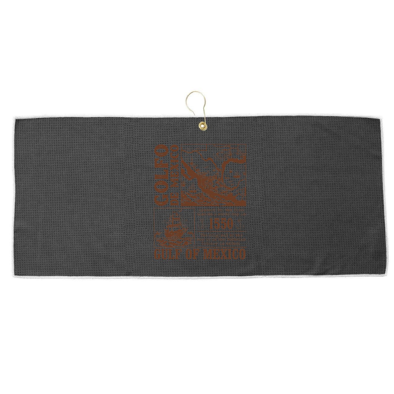 Gulf Of Mexico 1550 Historic Map El Golfo De Mexican .Png Large Microfiber Waffle Golf Towel