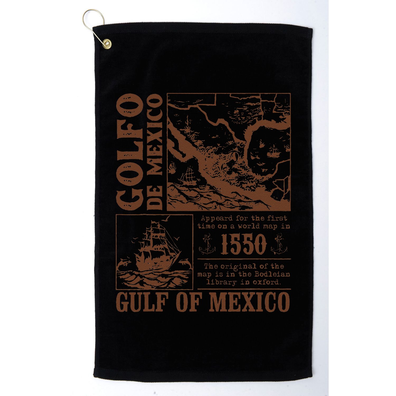 Gulf Of Mexico 1550 Historic Map El Golfo De Mexican .Png Golf Towel