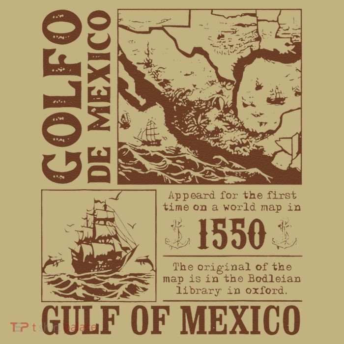 Gulf Of Mexico 1550 Historic Map El Golfo De Mexican .Png T-Shirt