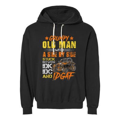 Grumpy Old Man Sxs Utv Side By Side Garment-Dyed Fleece Hoodie