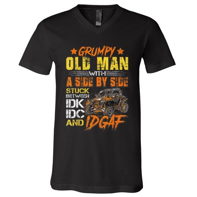 Grumpy Old Man Sxs Utv Side By Side V-Neck T-Shirt