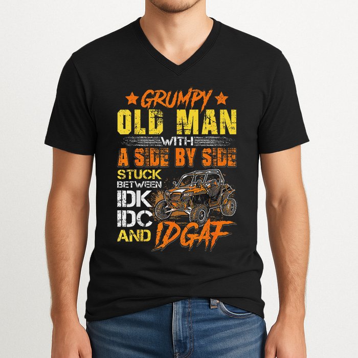 Grumpy Old Man Sxs Utv Side By Side V-Neck T-Shirt