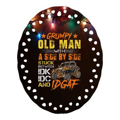 Grumpy Old Man Sxs Utv Side By Side Ceramic Oval Ornament