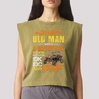 Grumpy Old Man Sxs Utv Side By Side Garment-Dyed Women's Muscle Tee