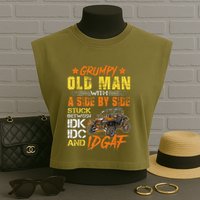 Grumpy Old Man Sxs Utv Side By Side Garment-Dyed Women's Muscle Tee